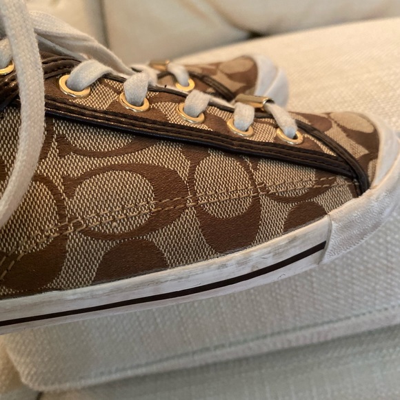 Coach Womens Sneakers w Signature Tan C Pattern w Brown Leather Trim / Size 9.5 - Picture 14 of 14